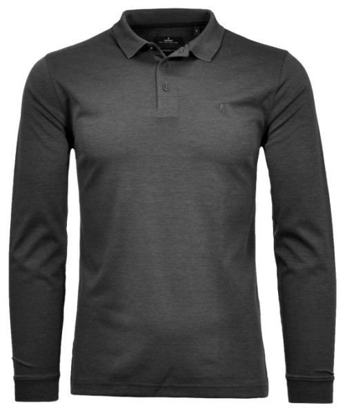 Ragman Softknit-Polo Langarm in Anthrazit, Extra Lang