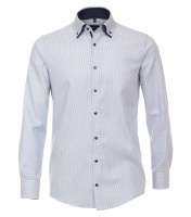 Hemden Extra Langer Arm 72 cm, Venti Modern Fit, Gemustert Hellblau -Doppelkragen