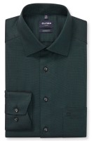 OLYMP Hemden Extra langer Arm 69 cm, Luxor modern fit, Gemustert Dunkelgrün 45