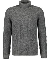 RAGMAN Rollkragen-Pullover mit Zopfmuster in Dunkelgrau , Extra Lang