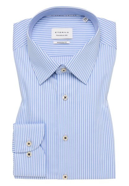 Hemden Extra langer Arm 72 cm, Eterna modern fit, Streifen Hellblau/Weiss