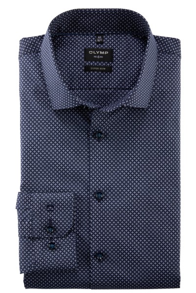 Hemden Extra Langer Arm 69 cm, OLYMP No. Six super slim Gemustert Blau