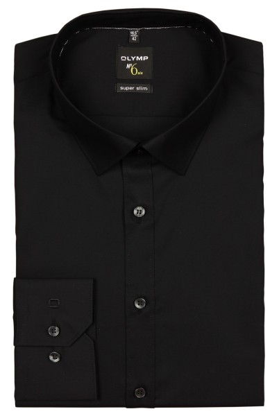 OLYMP Extra Langer Arm 69 cm, Hemd EL, No. Six super slim, Schwarz