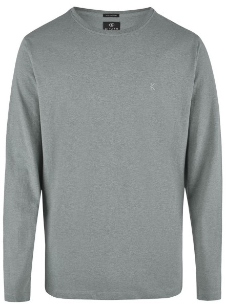 Langarm T-Shirt von KITARO, Rundhals in Grau, Extra Lang