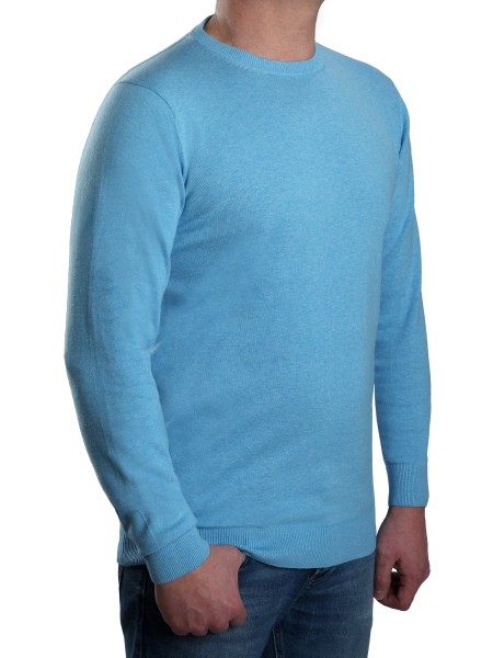 Extra langer Pullover Herren, K I T A R O-Rundhals, in Türkis