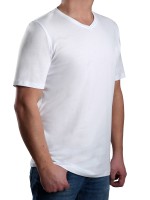 T-Shirt KITARO V-Ausschnitt Weiß-- EXTRALANG