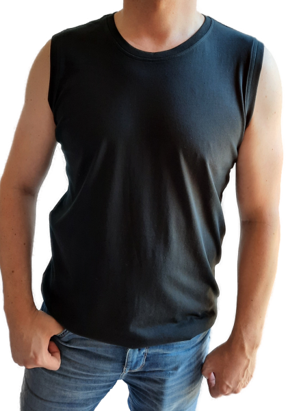 Achselshirt KITARO Rundhals Schwarz-- Extra Lang