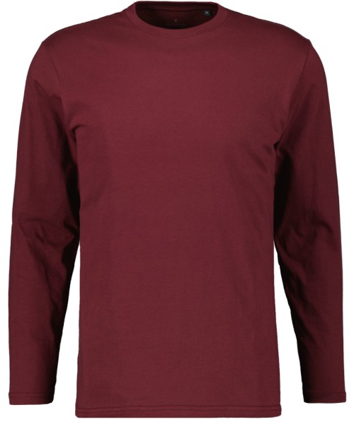 Ragman Langarm Shirt Rundhals in Bordeaux, Extra Lang