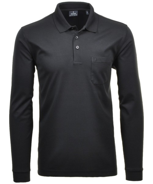 Ragman Softknit-Polo Langarm in Schwarz, Extra Lang