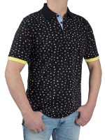 Herren Poloshirt KITARO Gemustert marine -Extra Lang