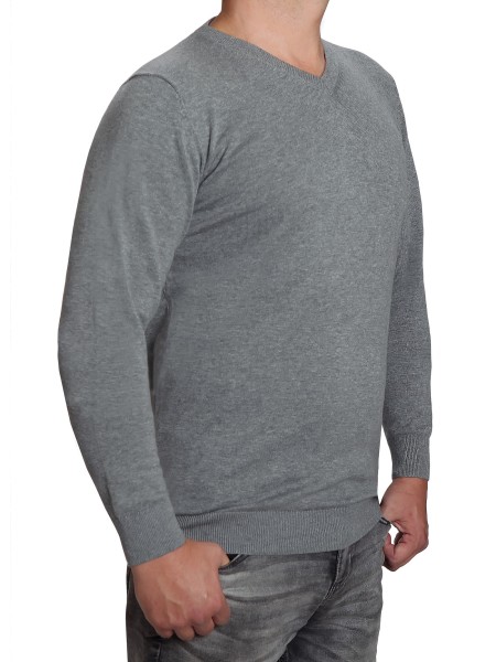 Extra langer Pullover, K I T A R O-V-Ausschnitt, in Grau