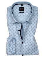 OLYMP Extra langer Arm 69 cm, Hemden Level 5 Body Fit, Gemustert Hellblau
