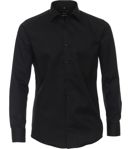 Hemd VENTI Modern Fit, Extra langer Arm 72 cm, Schwarz