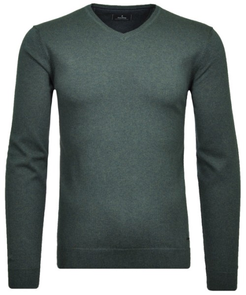 RAGMAN Strickpullover V-Ausschnitt in Dunkelgrün, Extra Lang