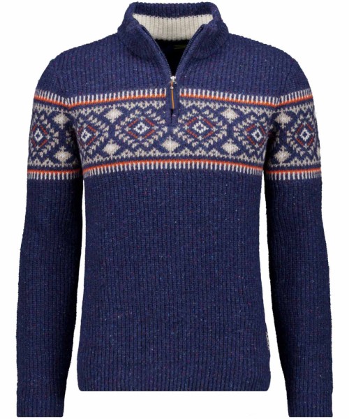 RAGMAN -Strickpullover mit Stehkragen, Extra Lang Dunkelblau