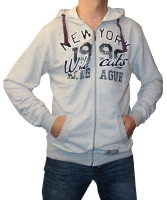 Sweat-Jacke mit Kaputze in Grau in Extra Lang