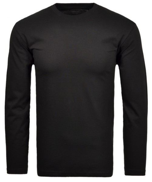 Ragman Langarm Shirt Rundhals in Schwarz, Extra Lang