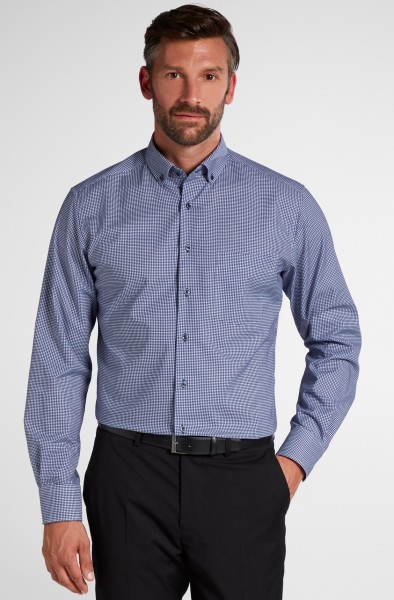 Hemden Extra langer Arm 68 cm, E T E R N A modern fit, Kariert Blau/Weiss