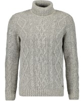 RAGMAN Rollkragen-Pullover mit Zopfmuster in Grau, Extra Lang