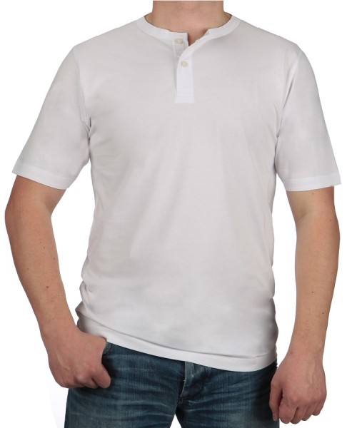 KITARO T-Shirt mit Knopfleiste Weiß -Extra Lang