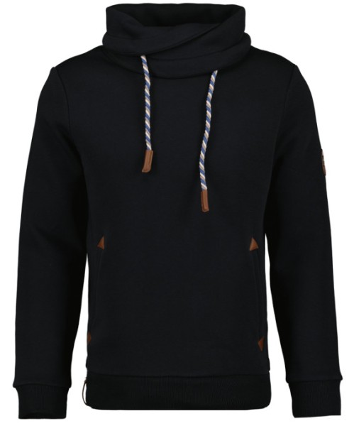 RAGMAN Sweatshirt mit Kragen in schwarz, Extra Lang