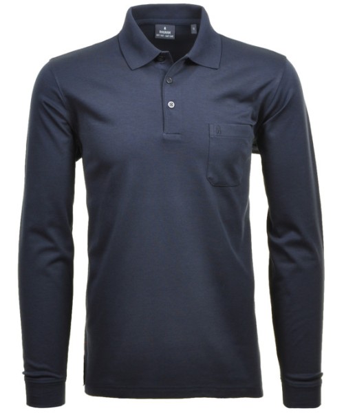Ragman Softknit-Polo Langarm in Marine, Extra Lang