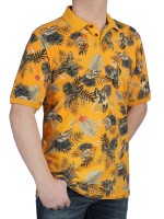 Herren Poloshirt KITARO Orange Gemustert - Extra Lang