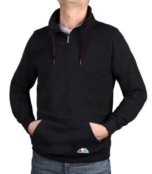 Extra Lang, Sweatshirt mit Stehkragen von Kitaro in Schwarz