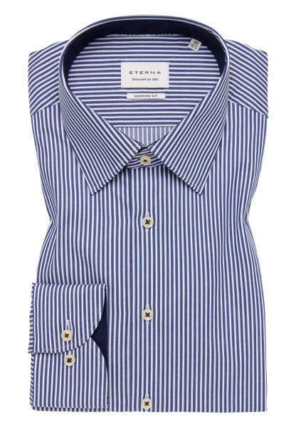 Hemden Extra langer Arm 72 cm, Eterna modern fit, Streifen Blau/Weiss