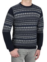 Extra Lang, Pullover in Gemustert Blau von Kitaro
