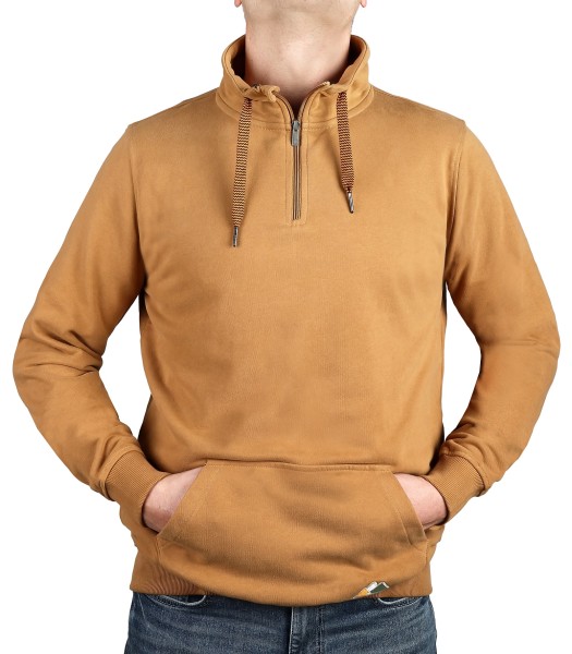 Extra Lang, Sweatshirt mit Stehkragen von Kitaro in Camel