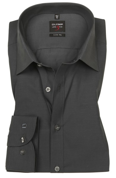 OLYMP Extra langer Arm 69 cm, Hemden Level 5 body fit, Anthrazit