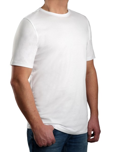 T-Shirt KITARO Rundhals Weiss-- EXTRALANG