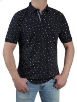 Herren Poloshirt KITARO Gemustert marine -Extra Lang