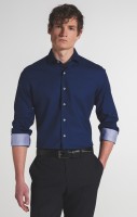 Extra langer Arm 72 cm, Hemd Eterna Slim Fit, Gemustert Blau