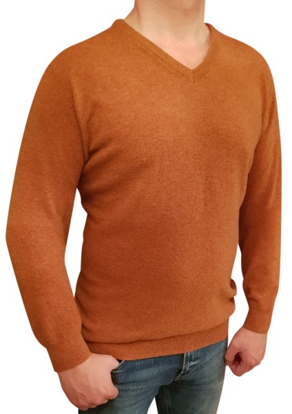 Kitaro Herren Strick-Pullover, Extra Langer Arm, Cognac