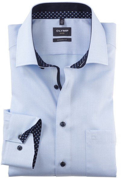 OLYMP Extra langer Arm 69 cm, Hemd EL, Luxor modern fit, Struktur Hellblau