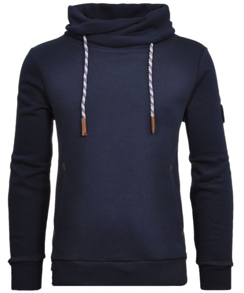 RAGMAN Sweatshirt mit Kragen in Dunkelblau, Extra Lang