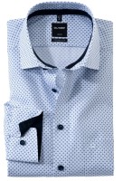 OLYMP Hemden Extra langer Arm 69 cm, Luxor modern fit, Gemustert Hellblau