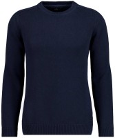 RAGMAN Strickpullover Rundhals in Blau-Melange, Extra Lang