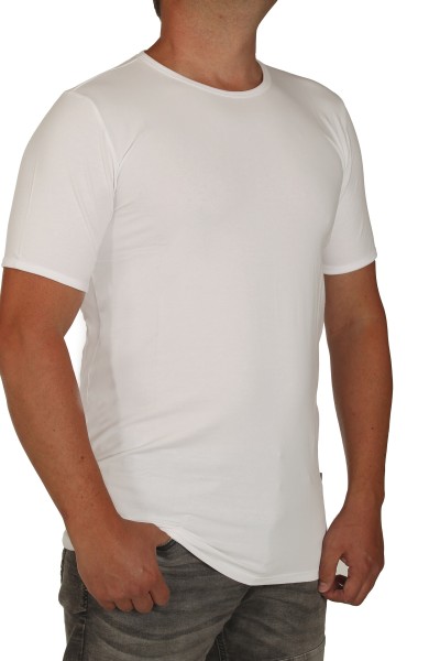 K I T A R O- T-Shirt (stretch ) Kurzarm - Rundhals Weiss-- extra lang