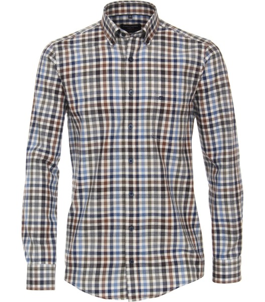 FLANELL-Freizeithemd, Extra langer Arm 72 cm, Casa Moda Casual Fit, Kariert Blau