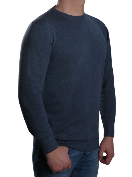 Extra langer Pullover Herren, K I T A R O-Rundhals, in Blau