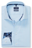 OLYMP Hemden Extra langer Arm 69 cm, Luxor modern fit, Streifen Hellblau