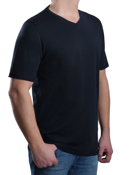 T-Shirt KITARO V-Ausschnitt Marine-- EXTRALANG