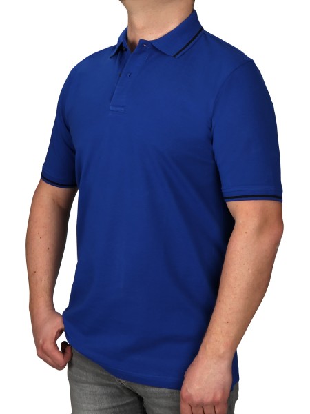 Poloshirt KITARO Royalblau--Rumpf und Kurzärmel in EXTRALANG