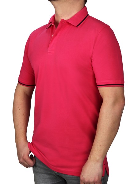 Poloshirt KITARO Pink--Rumpf und Kurzärmel in EXTRALANG