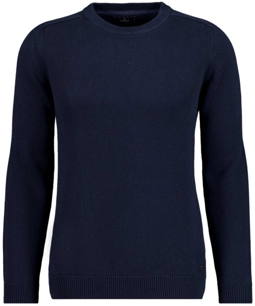 RAGMAN Strickpullover Rundhals in Blau-Melange, Extra Lang