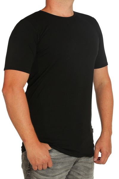 K I T A R O- T-Shirt (stretch ) Kurzarm - Rundhals schwarz-- extra lang