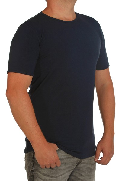 Extra langes K I T A R O- T-Shirt (stretch ) Kurzarm - Rundhals Marine
